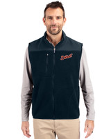 Detroit Tigers Cooperstown Cutter & Buck Cascade Eco Fleece Mens Vest Navy Blue Front
