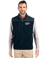 Minnesota Twins Cooperstown Cutter & Buck Cascade Eco Fleece Mens Vest Navy Blue Front