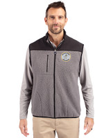 Milwaukee Brewers Cooperstown Cutter & Buck Cascade Eco Fleece Mens Vest Elemental Grey/Black Front