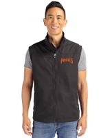 Pittsburgh Pirates Cooperstown Cutter & Buck Charter Eco Recycled Mens Full-Zip Vest Black Front