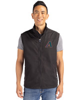 Arizona Diamondbacks Cooperstown Cutter & Buck Charter Eco Recycled Mens Full-Zip Vest Black Front