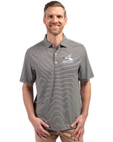 Chicago White Sox Cooperstown Cutter & Buck Forge Eco Double Stripe Stretch Recycled Mens Big &Tall Polo Black/White Front
