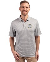 Milwaukee Brewers Cooperstown Cutter & Buck Forge Eco Double Stripe Stretch Recycled Mens Big &Tall Polo Polished/White Front