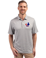 Montreal Expos Cooperstown Cutter & Buck Forge Eco Double Stripe Stretch Recycled Mens Big &Tall Polo Polished/White Front