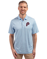 Philadelphia Phillies Cooperstown Cutter & Buck Forge Eco Double Stripe Stretch Recycled Mens Polo Atlas/White Front
