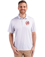 New York Yankees Cooperstown Cutter & Buck Pike Eco Symmetry Print Stretch Recycled Mens Big & Tall Polo White/Polished Front
