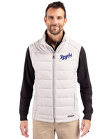 Kansas City Royals Cooperstown Cutter & Buck Evoke Hybrid Softshell Recycled Mens Full Zip Vest CONCRETE Front