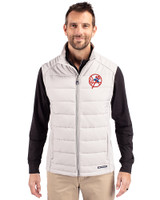 New York Yankees Cooperstown Cutter & Buck Evoke Hybrid Softshell Recycled Mens Full Zip Vest CONCRETE Front