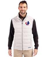 Montreal Expos Cooperstown Cutter & Buck Evoke Hybrid Softshell Recycled Mens Full Zip Vest CONCRETE Front