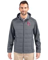 Los Angeles Angels Cooperstown Cutter & Buck Evoke Recycled HoneycombFleece Mens Big & Tall Hybrid Full Zip Jacket Elemental Grey Front