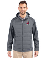 St. Louis Cardinals Cooperstown Cutter & Buck Evoke Recycled HoneycombFleece Mens Big & Tall Hybrid Full Zip Jacket Elemental Grey Front