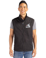 Chicago White Sox Cooperstown Cutter & Buck Charter Eco Full-Zip Mens Big & Tall Vest Black Front