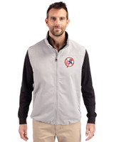 New York Yankees Cooperstown Cutter & Buck Charter Eco Full-Zip Mens Big & Tall Vest Polished Medium Gray Front