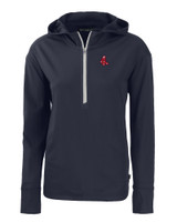 Boston Red Sox Cooperstown Cutter & Buck Daybreak Eco Recycled Womens Half Zip Hoodie NVBU_MANN_HG 1