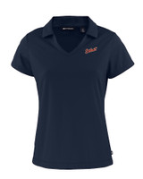 Detroit Tigers Cooperstown Cutter & Buck Daybreak Eco Recycled Womens V-neck Polo Navy Blue Mannequin