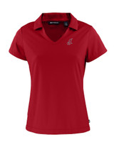 Cleveland Indians Cooperstown Cutter & Buck Daybreak Eco Recycled Womens V-neck Polo Cardinal Red Mannequin