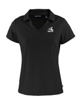 Chicago White Sox Cooperstown Cutter & Buck Daybreak Eco Recycled Womens V-neck Polo Black Mannequin