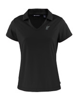 Miami Marlins Cooperstown Cutter & Buck Daybreak Eco Recycled Womens V-neck Polo Black Mannequin