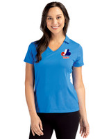 Montreal Expos Cooperstown Cutter & Buck Daybreak Eco Recycled Womens V-neck Polo Digital Front