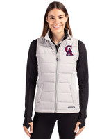 Los Angeles Angels Cooperstown Cutter & Buck Evoke Hybrid Softshell Recycled Womens Full Zip Vest CONCRETE Front