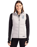 Chicago Cubs Cooperstown Cutter & Buck Evoke Hybrid Softshell Recycled Womens Full Zip Vest CONCRETE Front