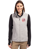 New York Yankees Cooperstown Cutter & Buck Charter Eco Recycled Full-Zip Womens Vest Polished Medium Gray Front