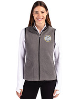 Milwaukee Brewers Cooperstown Cutter & Buck Cascade Eco Fleece Womens Vest Elemental Grey/Black Front