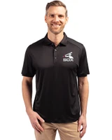 Chicago White Sox Cooperstown Cutter & Buck Forge Eco Stretch Recycled Mens Polo Black Front