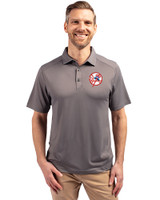 New York Yankees Cooperstown Cutter & Buck Forge Recycled Four-Way Stretch Mens Polo Elemental Grey Front