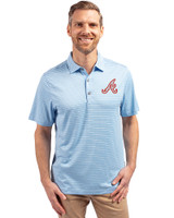 Atlanta Braves Cooperstown Cutter & Buck Forge Eco Heather Stripe Stretch Recycled Mens Polo Atlas Heather Front