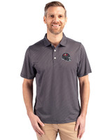 Tampa Bay Buccaneers NFL Helmet Cutter & Buck Pike Eco Symmetry Print Stretch Recycled Mens Big & Tall Polo Black/White Front