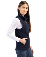 New England Patriots NFL Helmet Cutter & Buck Cascade Eco Fleece Womens Vest Navy Blue Side