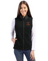 Texas Longhorns Alumni Cutter & Buck Cascade Eco Fleece Womens Vest Black Front