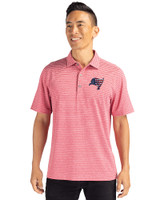 Tampa Bay Buccaneers Americana Cutter & Buck Forge Eco Heather Stripe Stretch Recycled Mens Big & Tall Polo Cardinal Red Heather Front