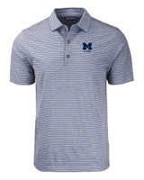 Michigan Wolverines Alumni Cutter & Buck Forge Eco Heather Stripe Stretch Recycled Mens Big & Tall Polo NVH_MANN_HG 1
