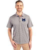 Michigan Wolverines Alumni Cutter & Buck Forge Eco Heather Stripe Stretch Recycled Mens Big & Tall Polo Elemental Grey Heather Front