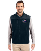 Cincinnati Bengals Americana Cutter & Buck Cascade Eco Sherpa Mens Big and Tall Fleece Vest Navy Blue Front
