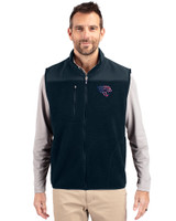 Jacksonville Jaguars Americana Cutter & Buck Cascade Eco Sherpa Mens Big and Tall Fleece Vest Navy Blue Front
