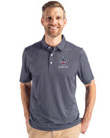 New Orleans Saints Americana Cutter & Buck Pike Eco Symmetry Print Stretch Recycled Mens Polo Navy Blue/White Front