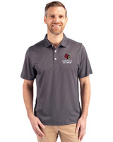 Louisville Cardinals Alumni Cutter & Buck Pike Eco Symmetry Print Stretch Recycled Mens Polo Black/White Front