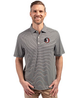 Florida State Seminoles College Vault Cutter & Buck Forge Eco Double Stripe Stretch Recycled Mens Big &Tall Polo Black/White Front