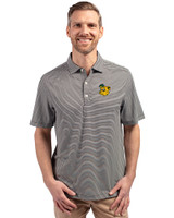 Baylor Sailor Bear College Vault Cutter & Buck Forge Eco Double Stripe Stretch Recycled Mens Big &Tall Polo Black/White Front