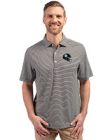 Pittsburgh Steelers NFL Helmet Cutter & Buck Forge Eco Double Stripe Stretch Recycled Mens Big &Tall Polo Black/White Front