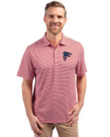 Atlanta Falcons Americana Cutter & Buck Forge Eco Double Stripe Stretch Recycled Mens Big &Tall Polo Cardinal Red/White Front