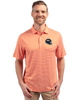Denver Broncos NFL Helmet Cutter & Buck Forge Eco Double Stripe Stretch Recycled Mens Polo College Orange/White Front