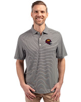 Washington Commanders NFL Helmet Cutter & Buck Forge Eco Double Stripe Stretch Recycled Mens Polo Black/White Front