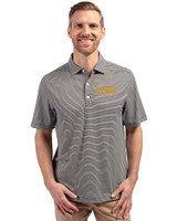 LSU Tigers Alumni Cutter & Buck Forge Eco Double Stripe Stretch Recycled Mens Polo Black/White Front