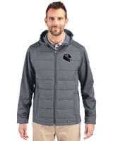 Chicago Bears NFL Helmet Cutter & Buck Evoke Recycled HoneycombFleece Mens Big & Tall Hybrid Full Zip Jacket Elemental Grey Front
