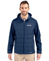Chicago Bears Americana Cutter & Buck Evoke Recycled HoneycombFleece Mens Big & Tall Hybrid Full Zip Jacket Navy Blue Front