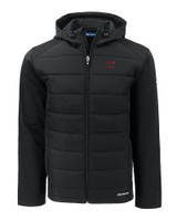 Arkansas Razorbacks Alumni Cutter & Buck Evoke Hybrid Eco Softshell Recycled Full Zip Mens Big & Tall Hooded Jacket BL_MANN_HG 